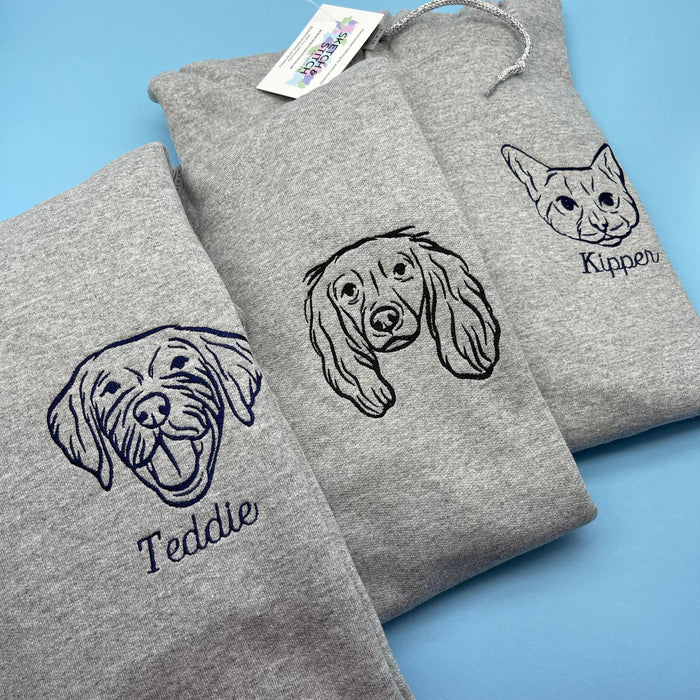 Adult hoodie personalised pet portrait outline - left chest