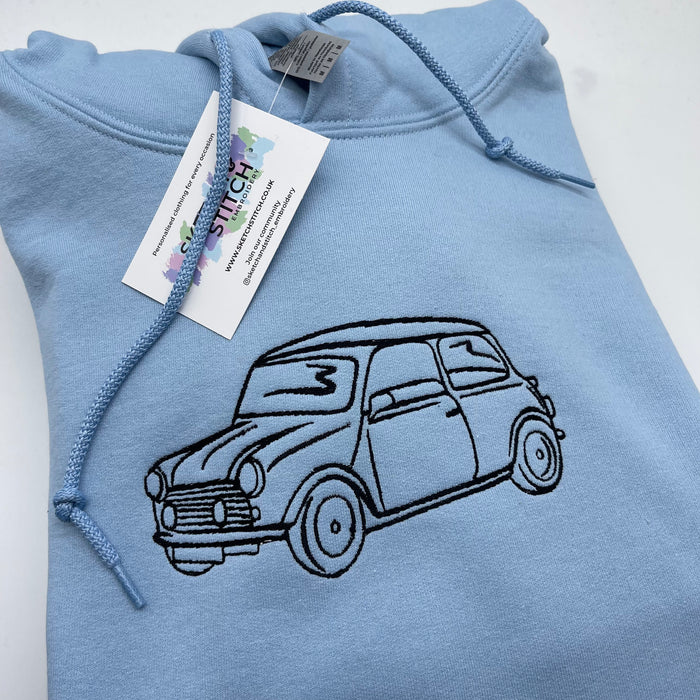 Adult hoodie personalised car and motorbike photo outline