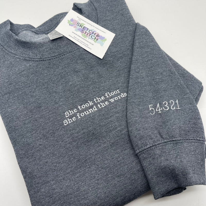 Adult sweatshirt personalised mini slogan