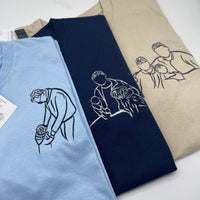 Adult t-shirt personalised portrait outline - left chest