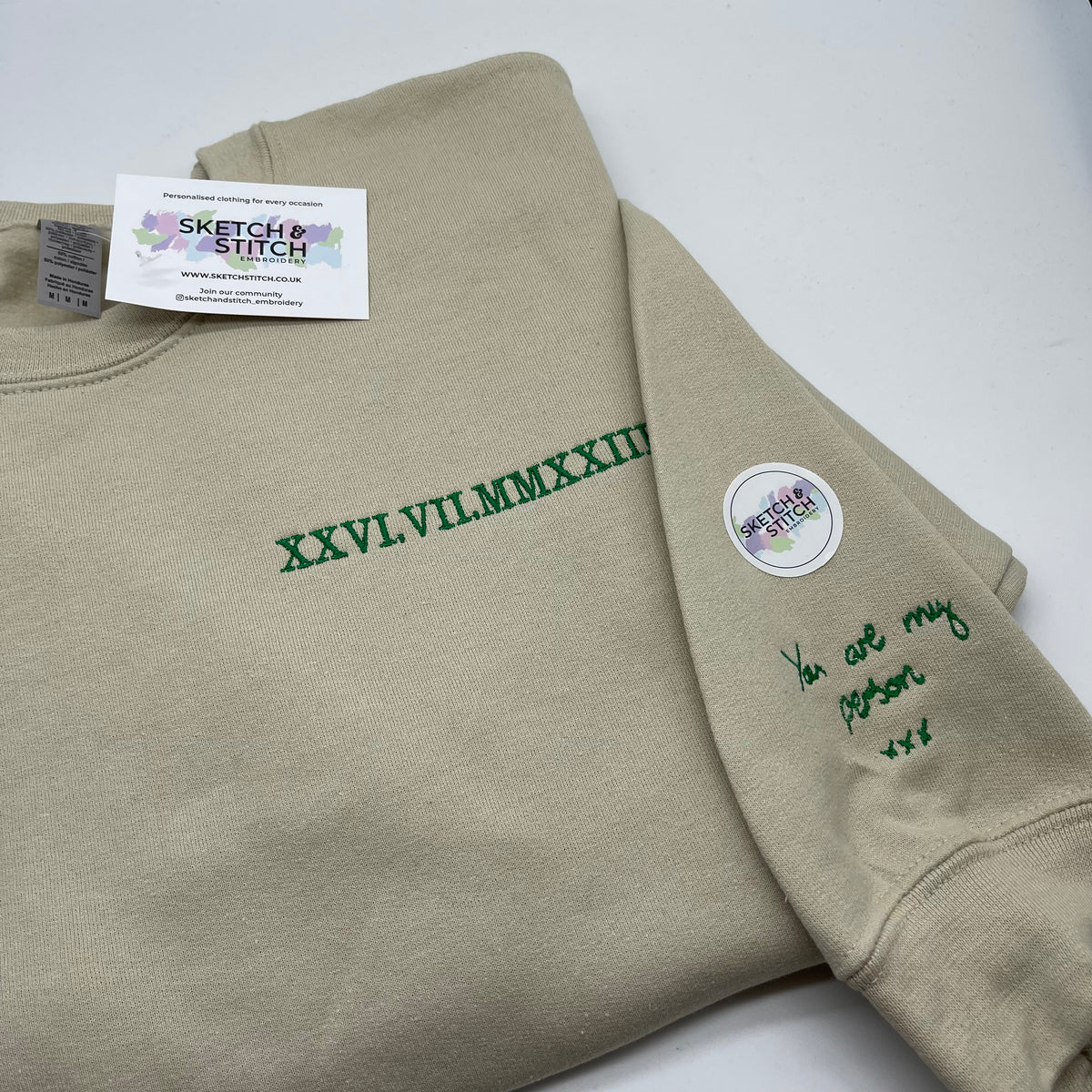 Adult sweatshirt personalised text - left chest