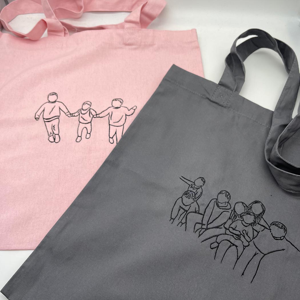 Tote bag personalised photo outline - Sketch & Stitch