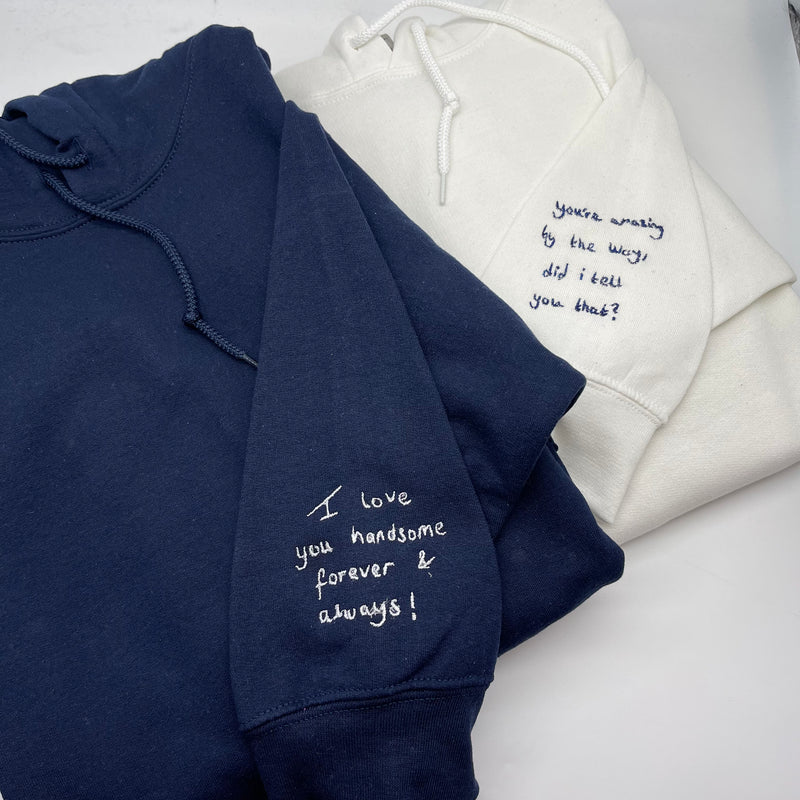 Adult hoodie personalised handwriting message