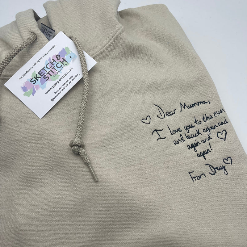 Father's Day men's hoodie personalised handwriting message