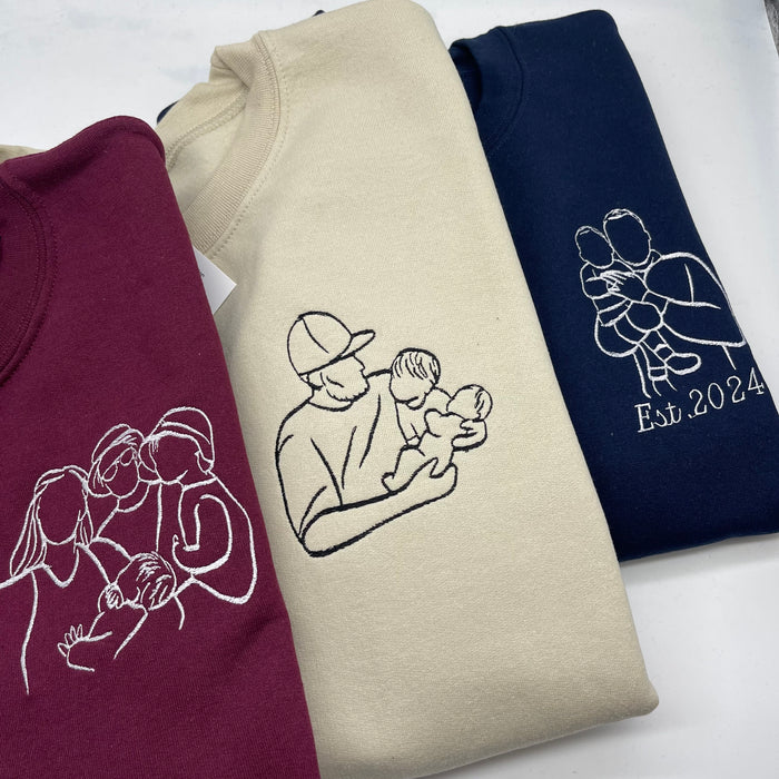 Adult sweatshirt personalised portrait outline- left chest