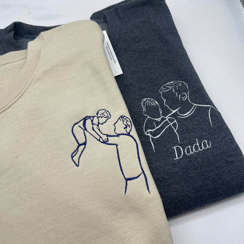 Adult sweatshirt personalised portrait outline- left chest