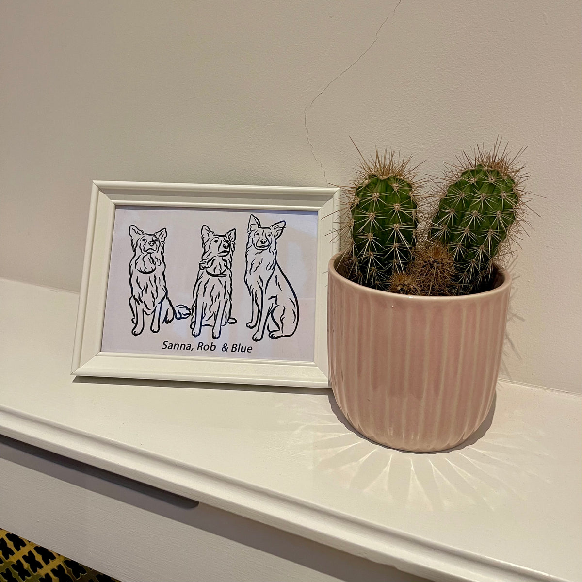 Personalised pet photo outline framed illustration