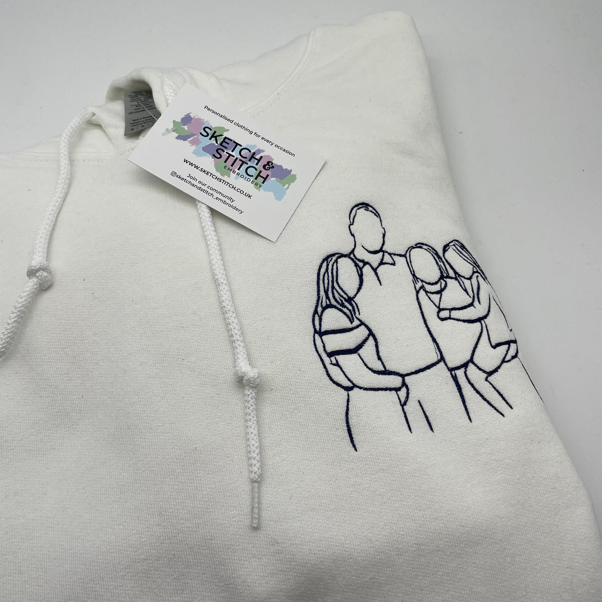 Women's Hoodie Personalised Mother's Day Portrait Outline - Left Chest