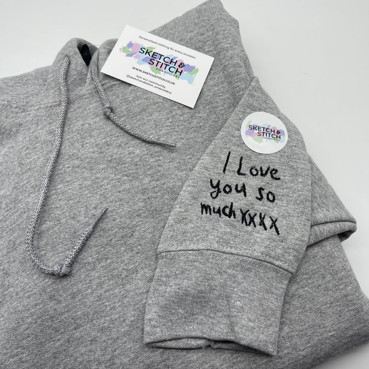 Adult hoodie personalised handwriting message