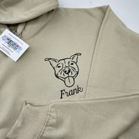 Adult hoodie personalised pet portrait outline - left chest