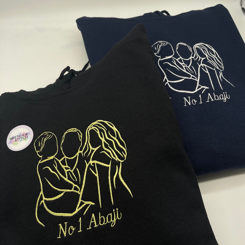 SPECIAL OFFER - Two Adult hoodies personalised photo outlines