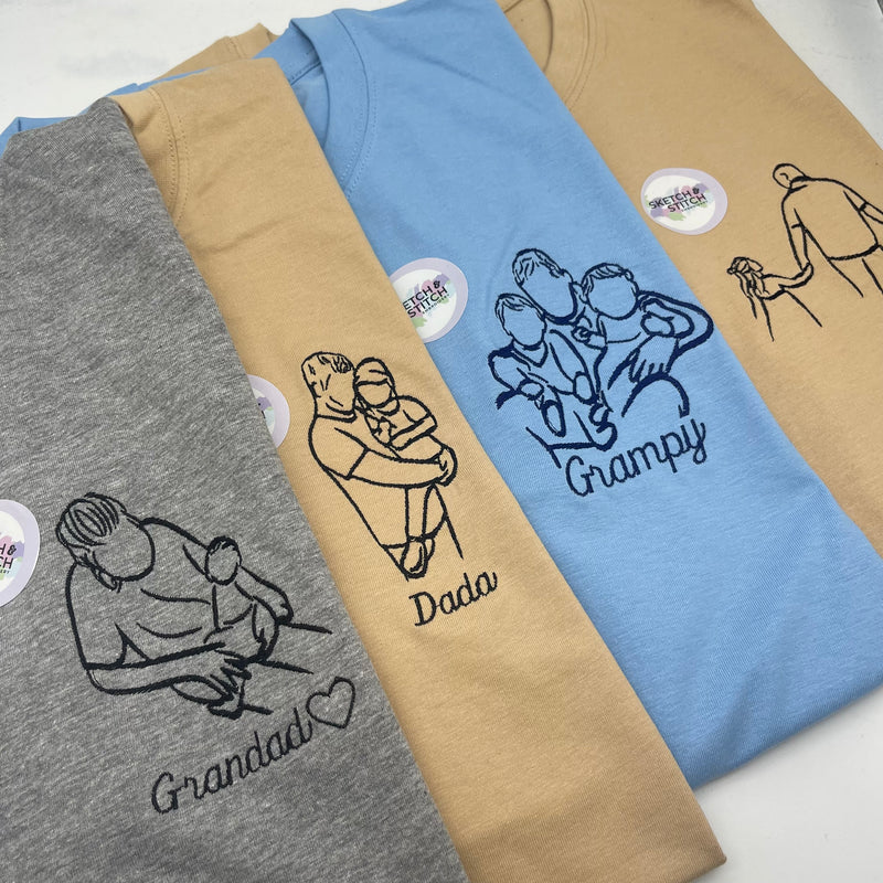 Adult t-shirt personalised portrait outline - left chest