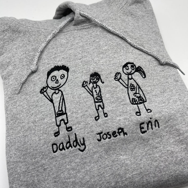 Father's Day Men's hoodie personalised kids drawing