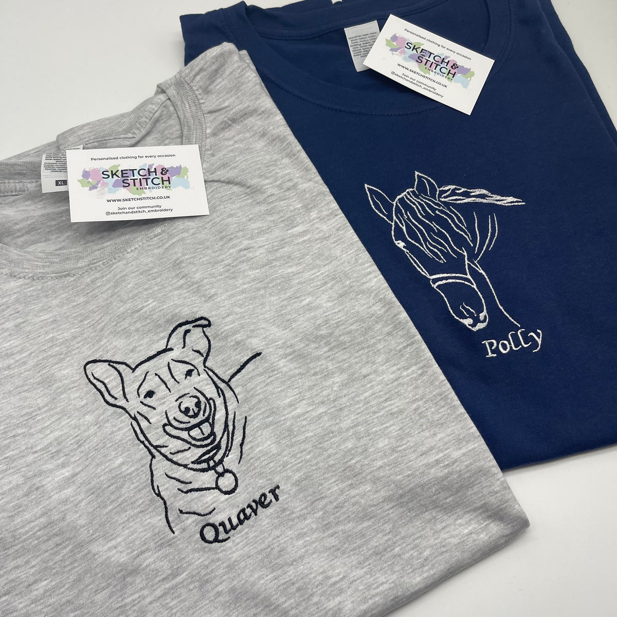 Customised Adult T-shirt With Outline Embroidery – Sofia Marino