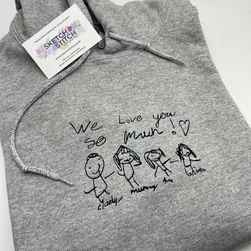 Adult hoodie personalised kids drawing
