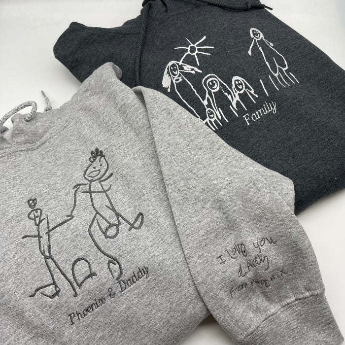 Two hoodies Personalised kids drawing hoodie. Personalised mum gifts, Personalised gifts for grandparents, Personalised teacher gifts