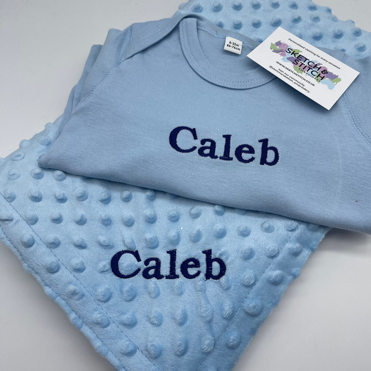 Baby gift set personalised baby blanket and romper