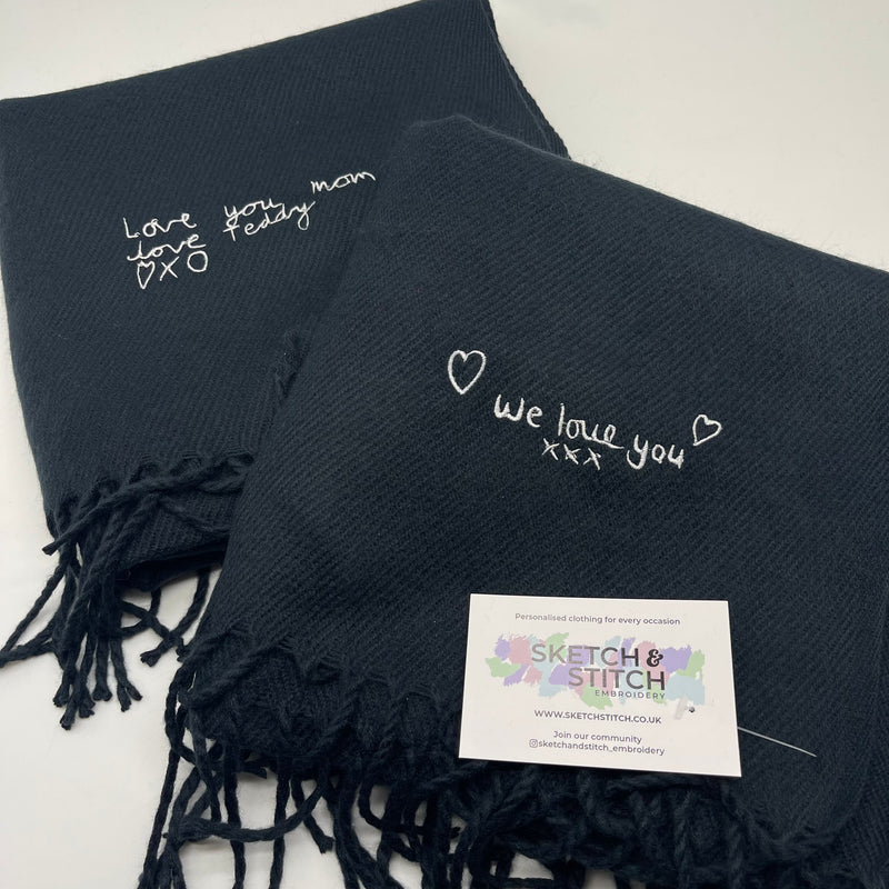 Unisex classic scarf personalised message