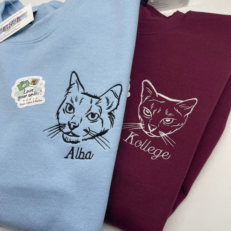 Adult sweatshirt personalised pet portrait outline - left chest