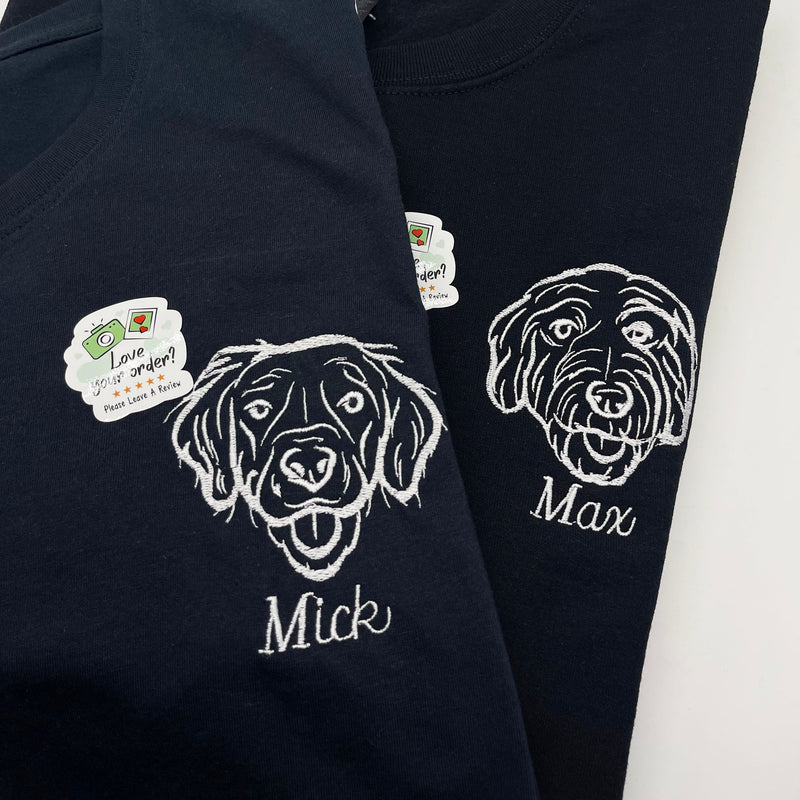 Adult sweatshirt personalised pet portrait outline - left chest