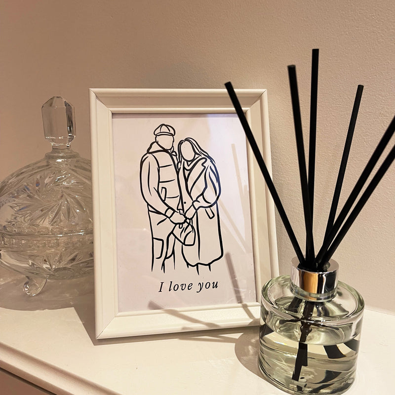 Personalised photo outline framed illustration