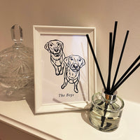 Personalised pet photo outline framed illustration