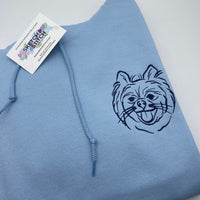 Adult hoodie personalised pet portrait outline - left chest