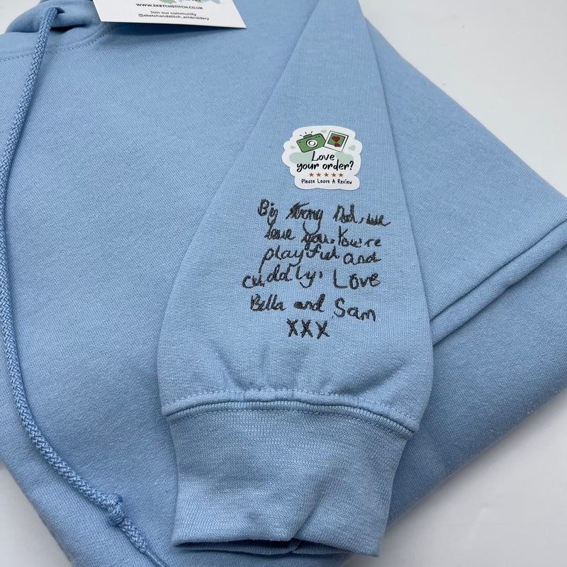 Adult sweatshirt personalised handwriting message