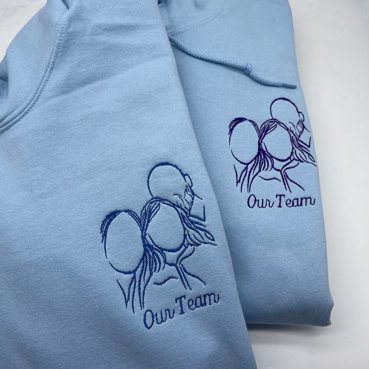 Adult hoodie personalised portrait outline - left chest