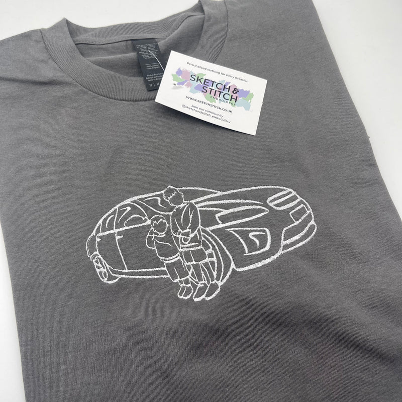 Adult t-shirt personalised car photo outline