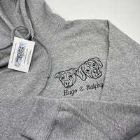 Adult hoodie personalised pet portrait outline - left chest