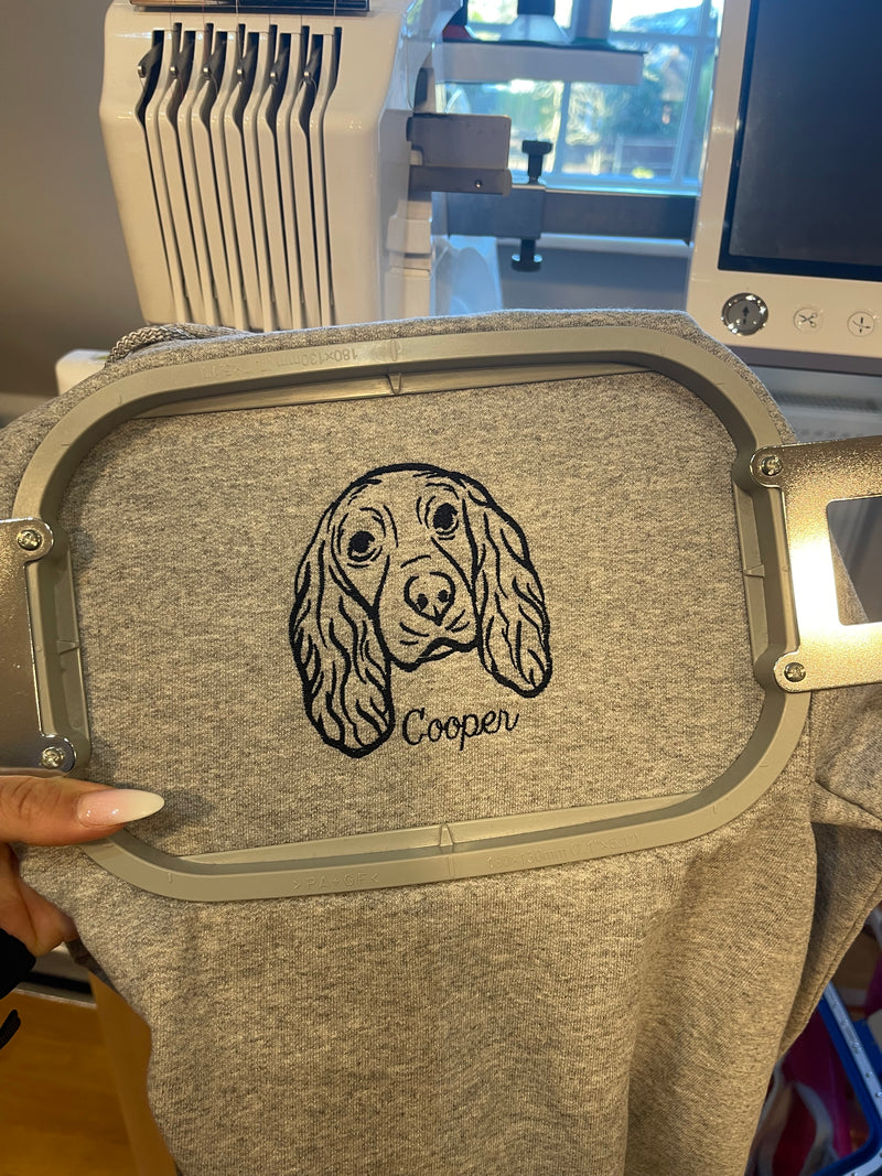 Adult sweatshirt personalised pet portrait outline - left chest