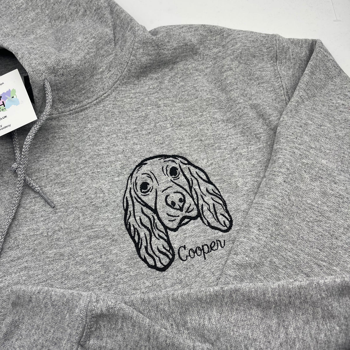 Adult hoodie personalised pet portrait outline - left chest