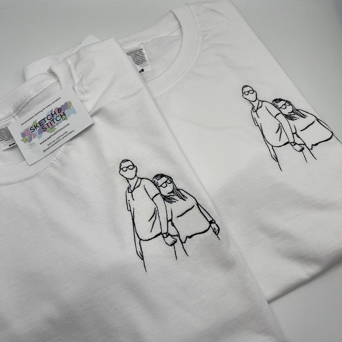 Mother's Day Personalised Portrait Outline T-shirt - Left Chest