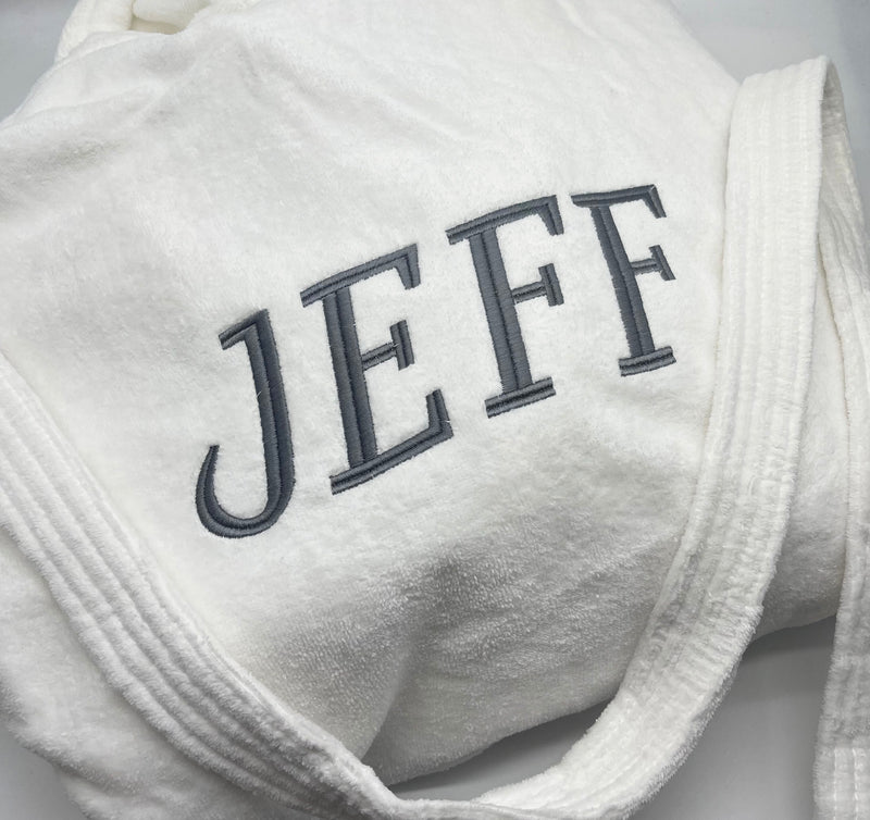 Luxury white dressing gown personalised initials and name