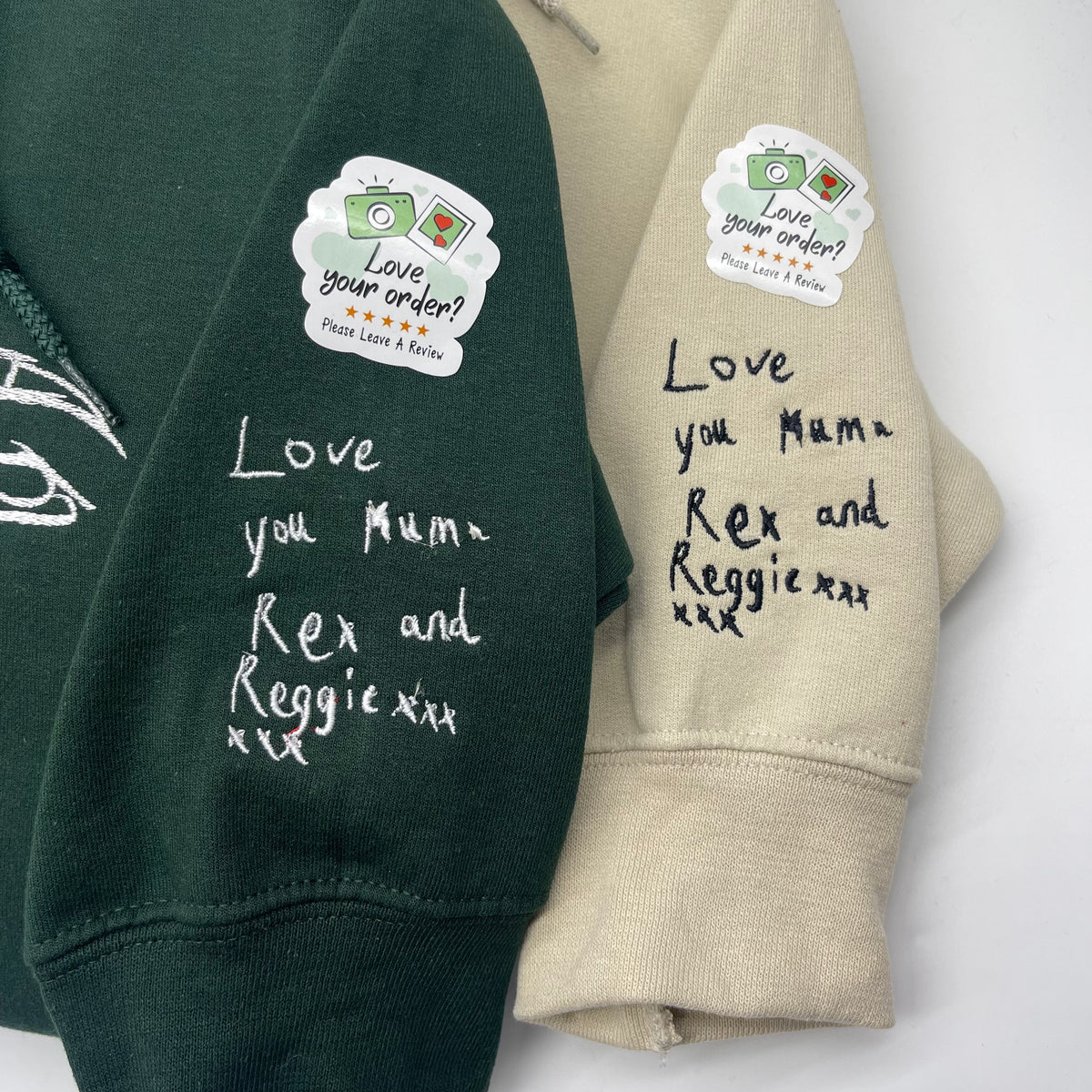 Adult sweatshirt personalised handwriting message