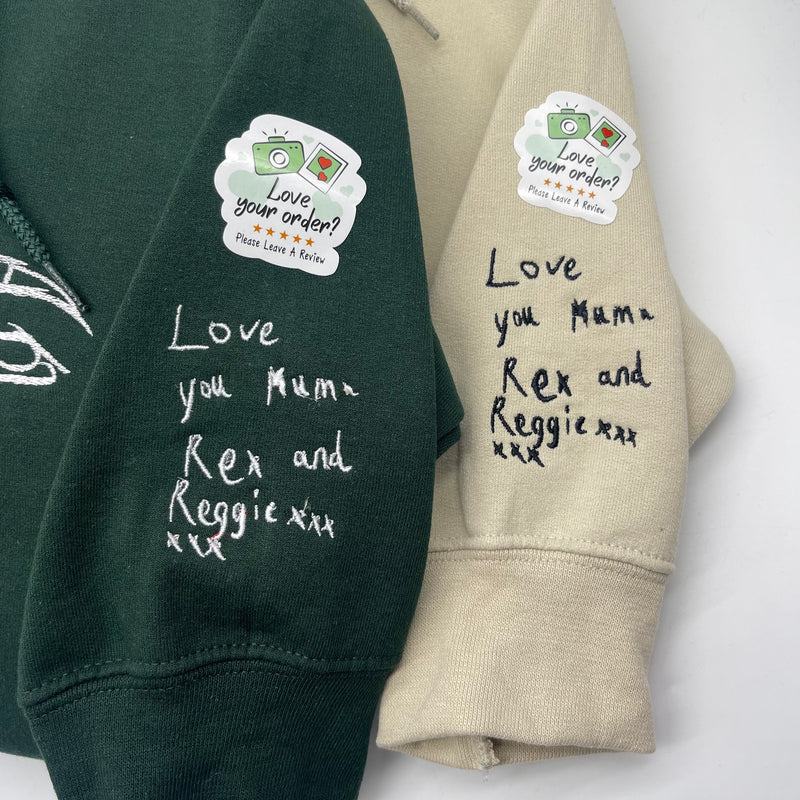 Adult sweatshirt personalised handwriting message