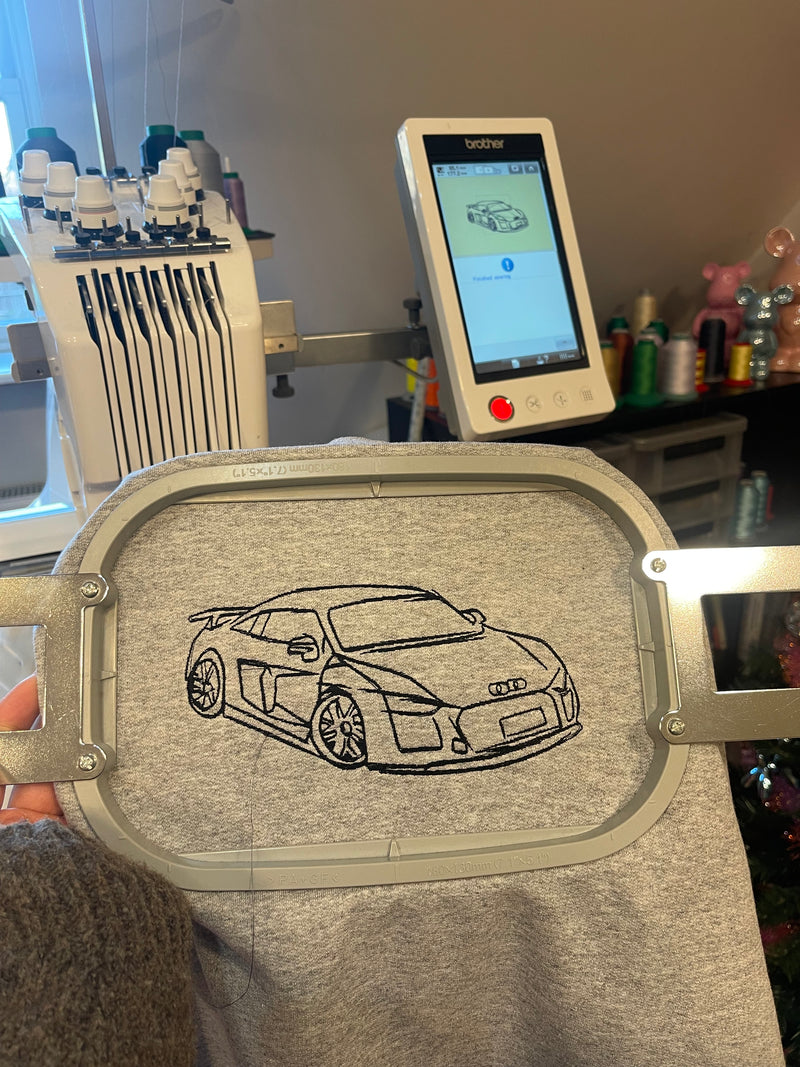 Adult sweatshirt personalised car and motorbike photo outline