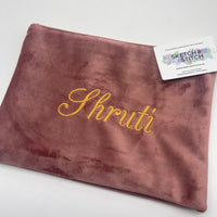 Luxury velvet accessory pouch personalised text