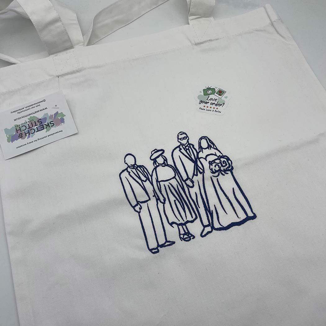 Tote bag personalised photo outline - Sketch & Stitch