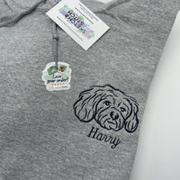 Adult hoodie personalised pet portrait outline - left chest