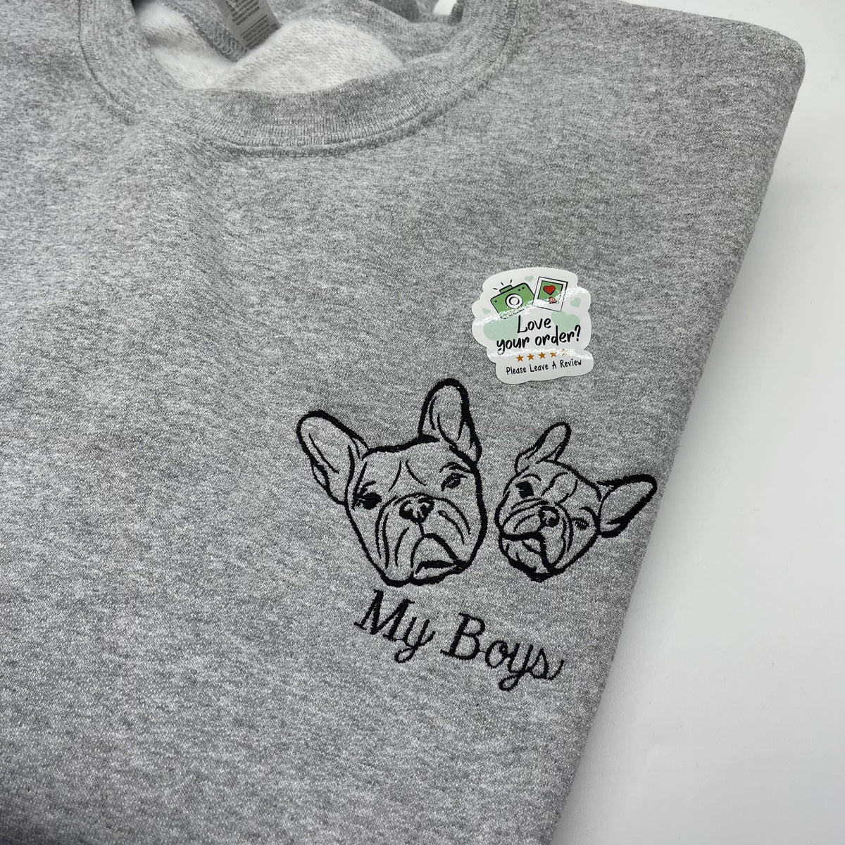 Adult sweatshirt personalised pet portrait outline - left chest