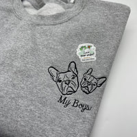 Adult sweatshirt personalised pet portrait outline - left chest