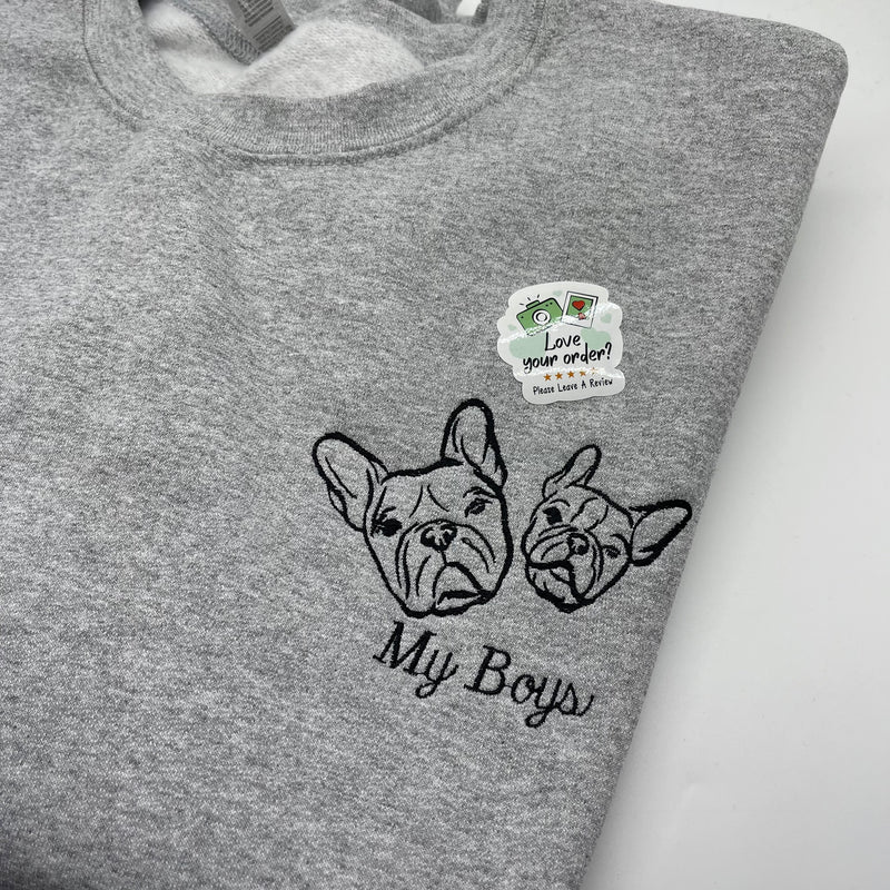 Adult sweatshirt personalised pet portrait outline - left chest