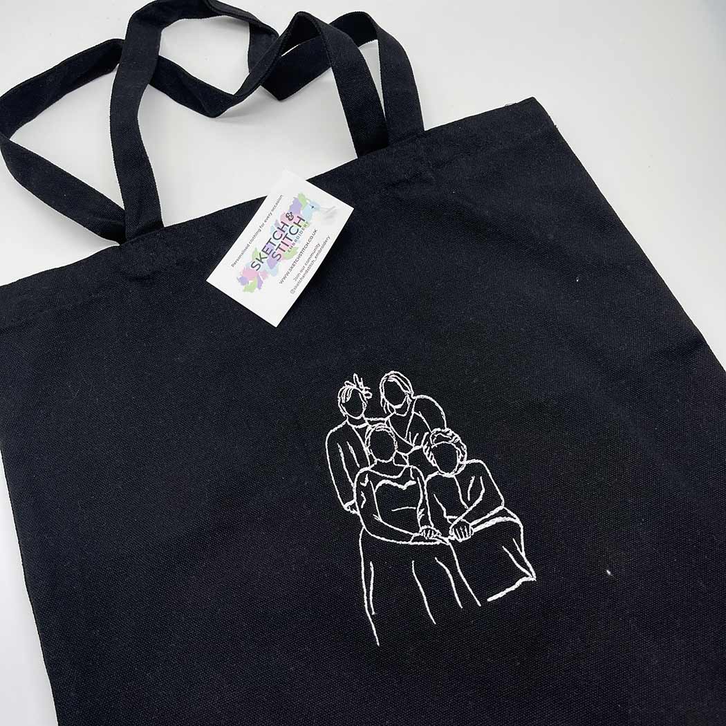 Tote bag personalised photo outline - Sketch & Stitch