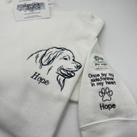 Adult hoodie personalised pet portrait outline - left chest