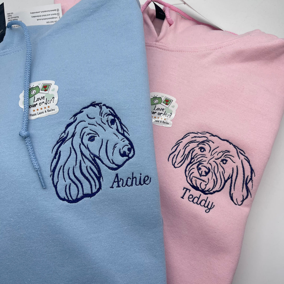 Adult hoodie personalised pet portrait outline - left chest