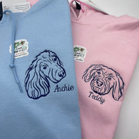 Adult hoodie personalised pet portrait outline - left chest