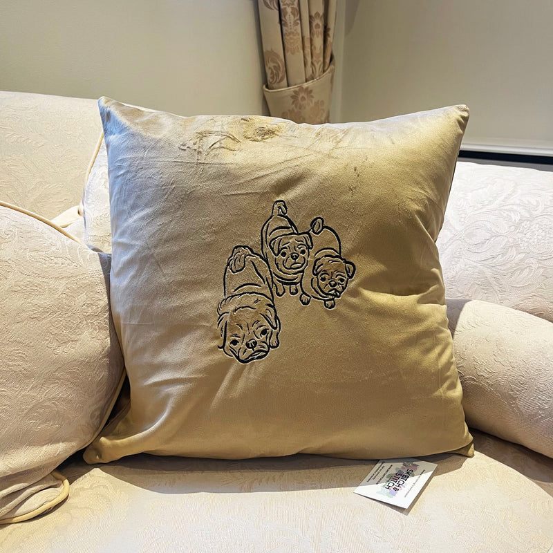 Personalised dog photo outline cushion