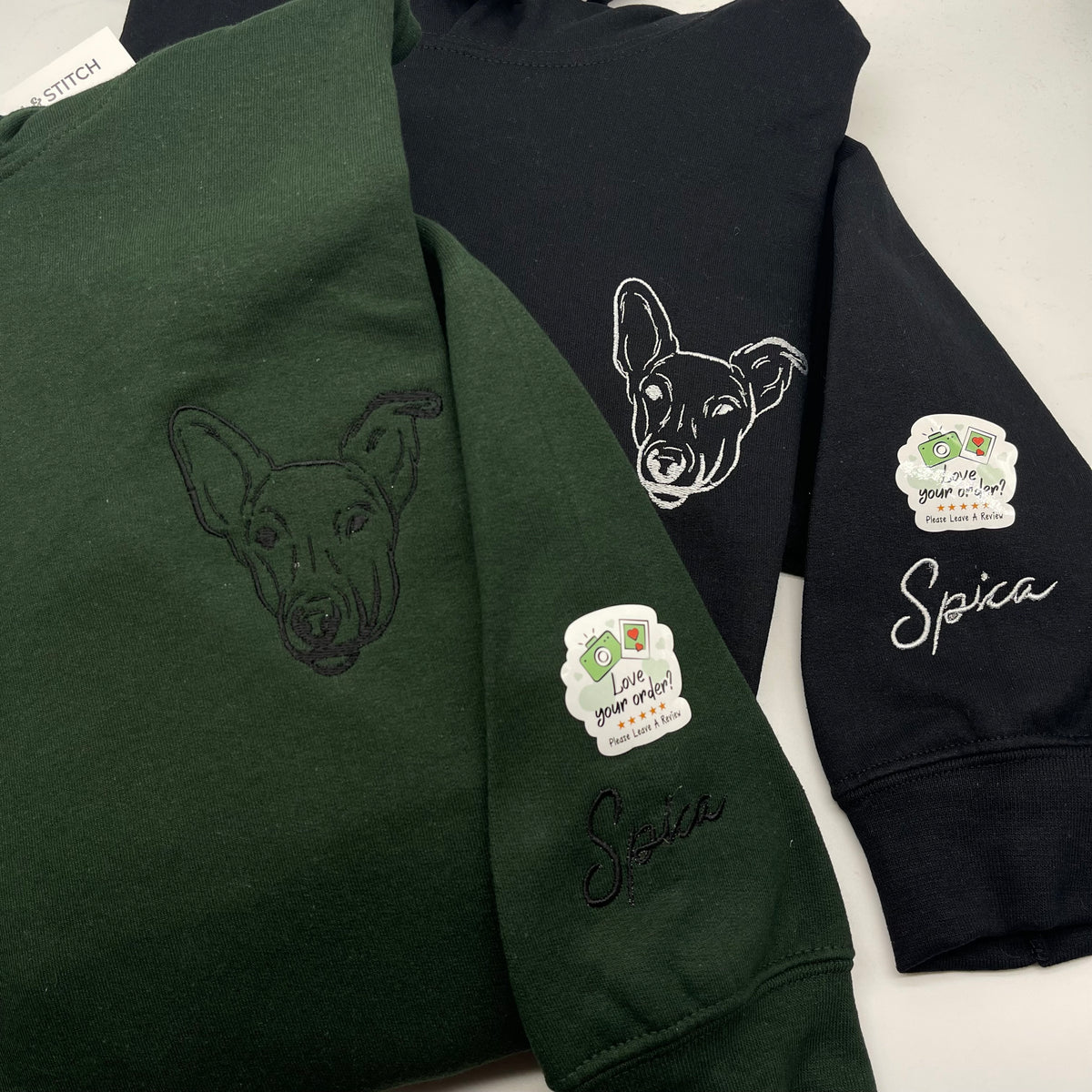 Adult hoodie personalised pet portrait outline - left chest